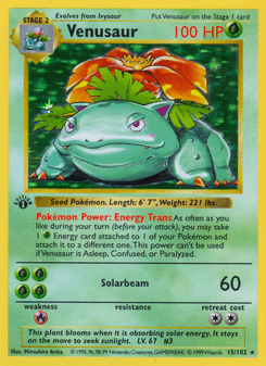 Venusaur, Base, 15/102, English card artwork