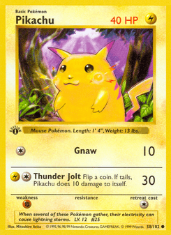 Pikachu, Base, 58/102, English card artwork