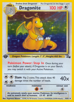 Dragonite, Fossil, 4/62, English card artwork