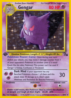 Gengar, Fossil, 5/62, English card artwork