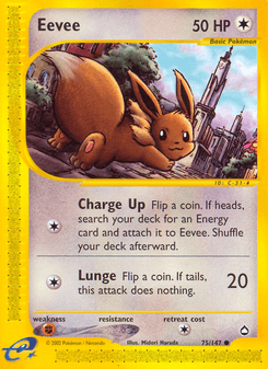 Eevee, Aquapolis, 75/147, English card artwork
