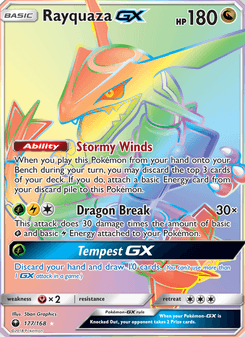 Rayquaza-GX, Celestial Storm, 177/168, English card artwork