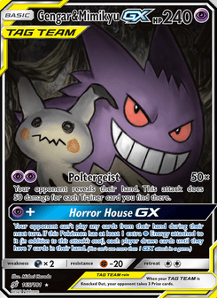 Gengar & Mimikyu-GX, Team Up, 165/181, English card artwork