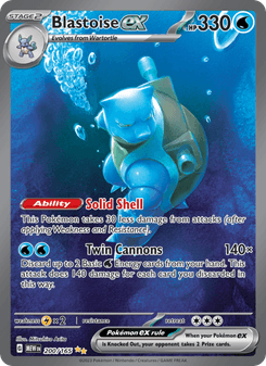 Blastoise ex, 151, 200/165, English card artwork