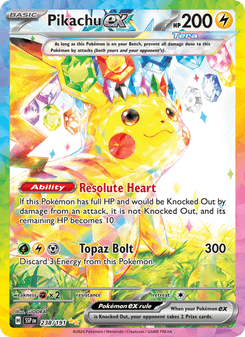 Pikachu ex, Surging Sparks, 238/191, English card artwork