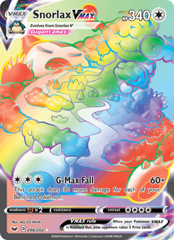 Snorlax VMAX, Sword & Shield, 206/202, English card artwork