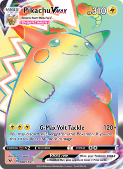 Pikachu VMAX, Vivid Voltage, 188/185, English card artwork