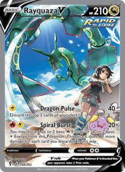 Rayquaza V, Evolving Skies, 194/203, English card artwork