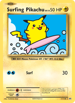 Surfing Pikachu, Evolutions, 111/108, English card artwork