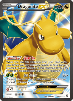 Dragonite-EX, Furious Fists, 108/111, English card artwork